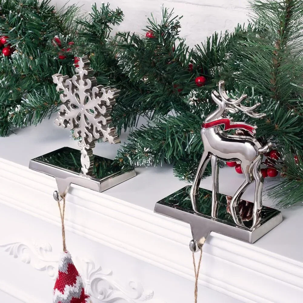 Weighted Christmas Stocking Holders Set of 2 - Stylish Mantel Décor Pieces